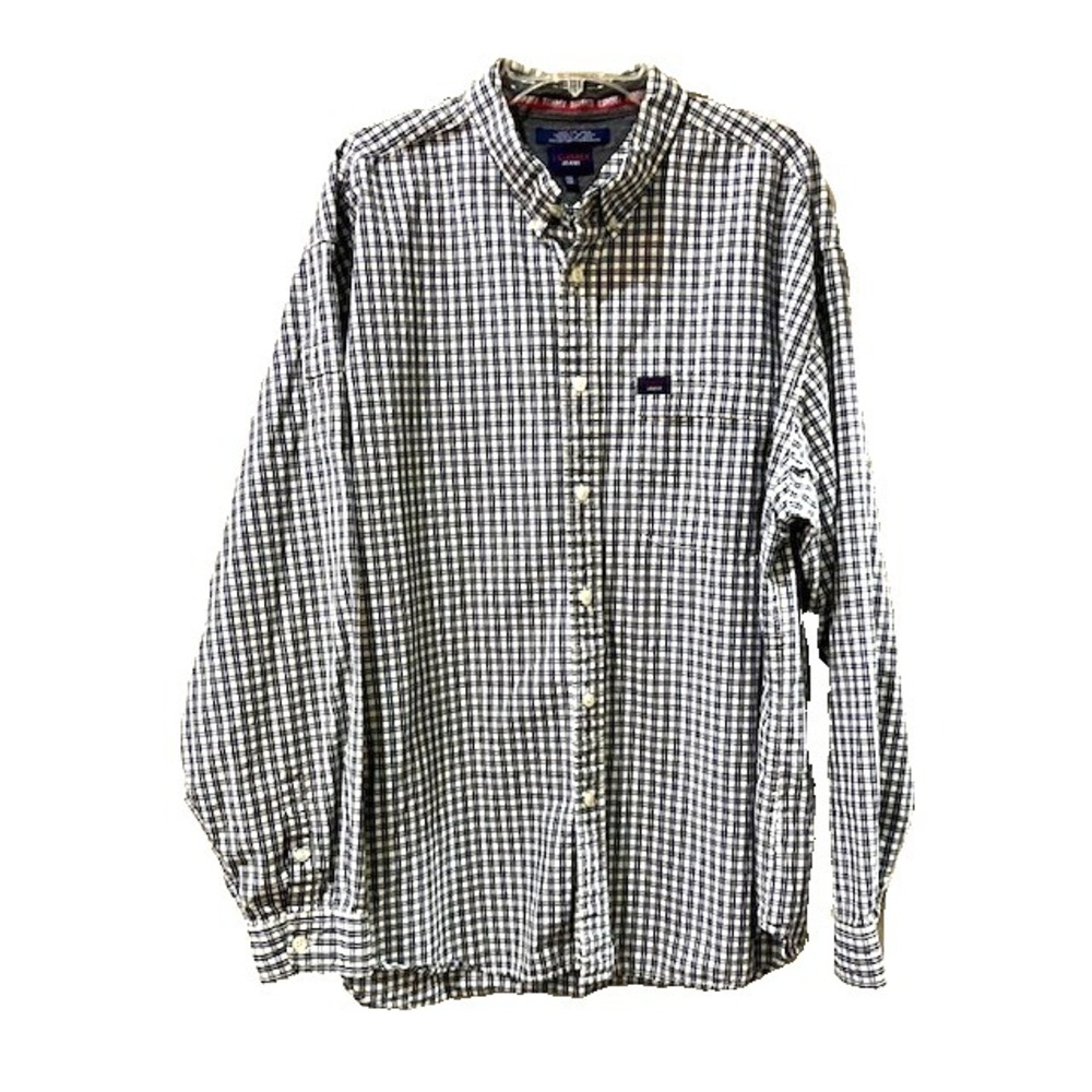 Men's Tommy Jeans Shirt Long Sleeve Size XXL Black Blue & Tan Checked